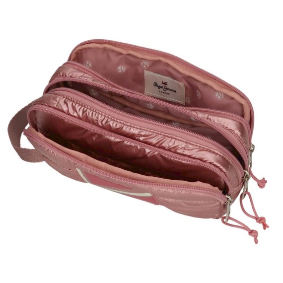 Estojo Escolar Triplo Compartimento Pepe Jeans CAROL Rosa | Ref. 186.6454721