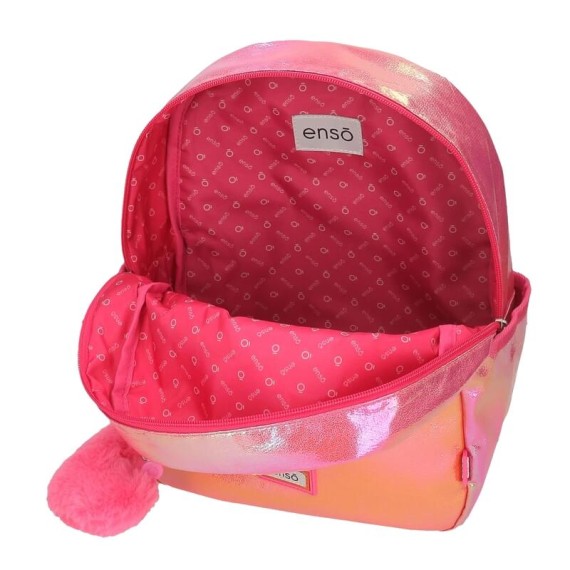 Mochila Pré-Escolar Adap. 32cm c/ Carro Enso CAT CUDDLER Rosa Fuchsia | Ref. 186.93921T1