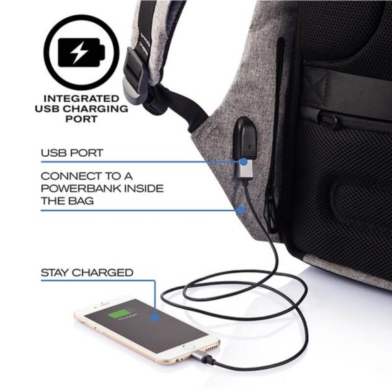XD Design Mochila para Portátil 15.6’’ Anti-roubo Bobby Original Cinza | Ref. 309.P705542 XD Design Mochila para Portátil 15.6’’ Anti-roubo Bobby Original Cinza | Ref. 309.P705542