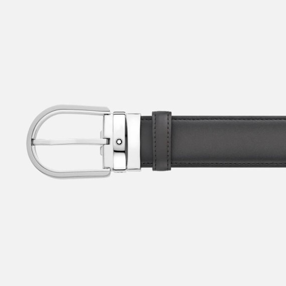 Cinto Clássico Montblanc c/ Fivela Ferradura 35mm Cinza | Ref. 238.129437 Cinto Clássico Montblanc c/ Fivela Ferradura 35mm Cinza | Ref. 238.129437