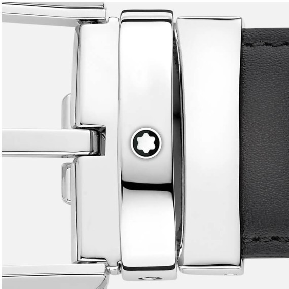 Cinto Clássico Montblanc c/ Fivela Ferradura 35mm Cinza | Ref. 238.129437 Cinto Clássico Montblanc c/ Fivela Ferradura 35mm Cinza | Ref. 238.129437