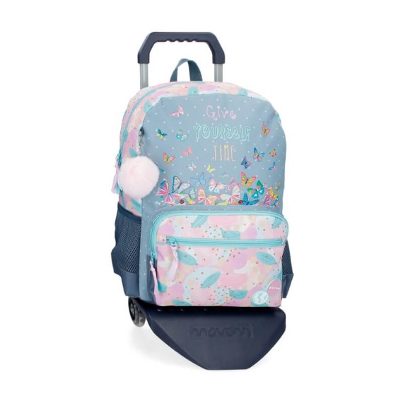 Mochila Escolar Adap. 42Cm c/ Carro Movom GIVE YOURSELF TIME Azul | Ref. 186.35123T1