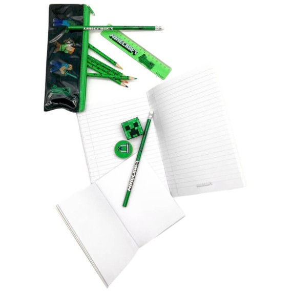 Pack Papelaria Minecraft VERDE | Ref. 332.T160-835 Pack Papelaria Minecraft VERDE | Ref. 332.T160-835