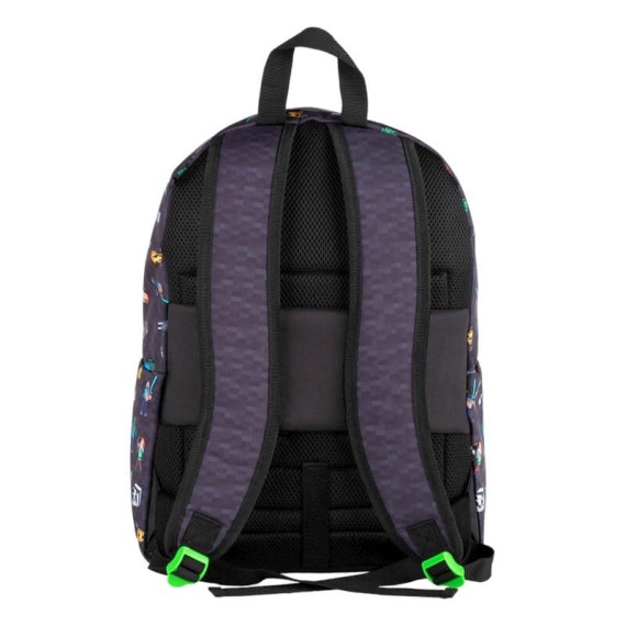 Mochila Escolar 40cm c/ Carro 4R Minecraft SKINS Preta | Ref. 332.T964-834