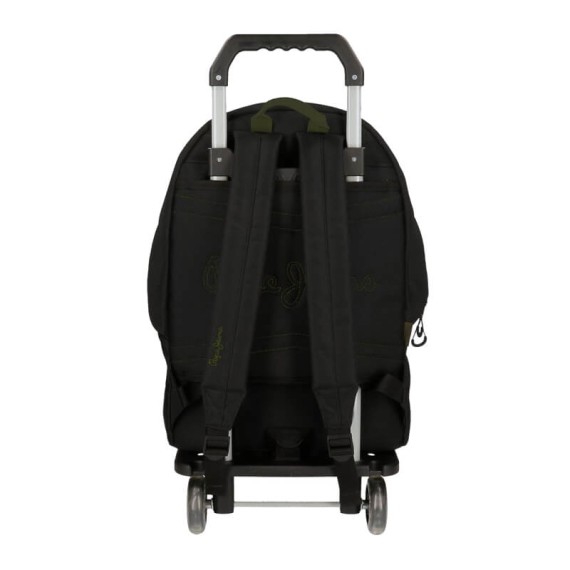Mochila Escolar Adap. 44Cm c/ Carro Pepe Jeans LUCA Preta | Ref. 186.65723T1