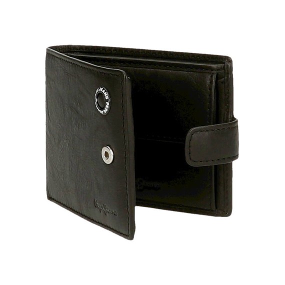 Carteira Horizontal c/ Porta Moedas e Presilha Pepe Jeans Badge Preta | Ref. 186.7373331