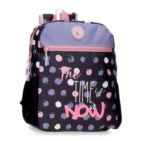 Mochila Pré-Escolar Adap. 33Cm Roll Road THE TIME IS NOW Preta | Ref. 186.46622D1