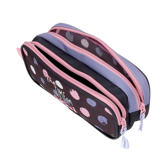 Estojo Escolar Duplo Roll Road THE TIME IS NOW Preto | Ref. 186.4664221