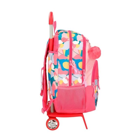 Mochila Escolar Adap. 44Cm 2C c/ Carro Roll Road PRECIOUS FLOWER Rosa | Ref. 186.35624T1
