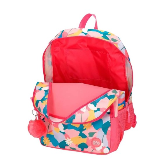 Mochila Escolar Adap. 44Cm 2C c/ Carro Roll Road PRECIOUS FLOWER Rosa | Ref. 186.35624T1