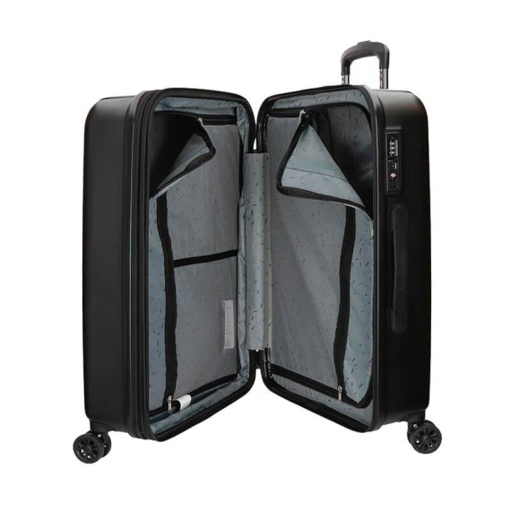 Mala/Trolley de Viagem Médio 65cm 4 Rodas Exp. Movom WOOD Preta | Ref. 186.5319461B