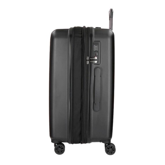 Mala/Trolley de Viagem Médio 65cm 4 Rodas Exp. Movom WOOD Preta | Ref. 186.5319461B