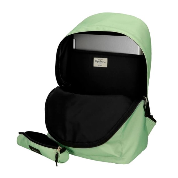 Mochila para Portátil + Estojo Pepe Jeans ARIS Colorful Verde Pastel | Ref. 186.63292A5