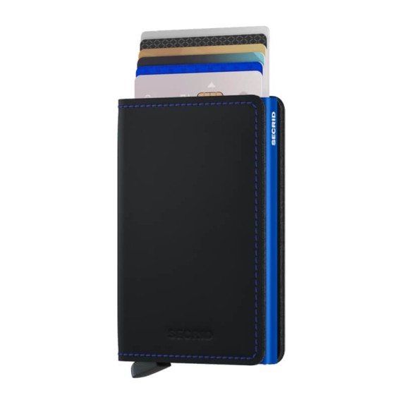 Secrid SLIMWALLET Matte Black & Blue | Ref. 297.SM-BB