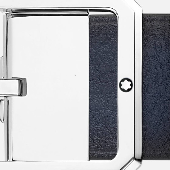 Cinto de Couro MONTBLANC Reversível Fivela 35mm Azul/Preto | Ref. 238.128771