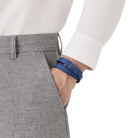 Pulseira de Homem em Couro Montblanc Logo M Azul | Ref. 238.129500