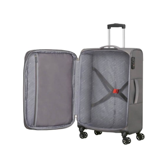 American Tourister Mala de Viagem / Trolley Médio 68cm 4R SKY SURFER Cinza/Laranja | Ref. 92MC190318