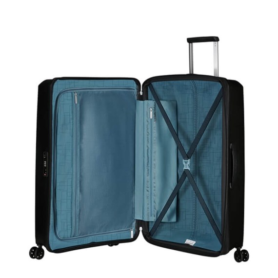 American Tourister Mala de Viagem / Trolley Grande 77cm 4R Exp. AEROSTEP Preta | Ref. 92MD800309