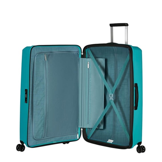 American Tourister Mala de Viagem / Trolley Grande 77cm 4R Exp. AEROSTEP Turquesa | Ref. 92MD800321