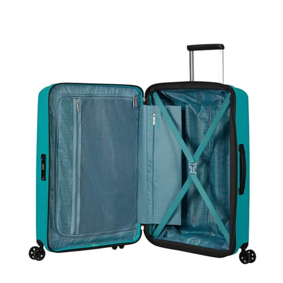 American Tourister Mala de Viagem / Trolley Médio 67cm 4R Exp. AEROSTEP Turquesa | Ref. 92MD800221