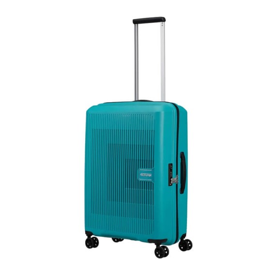 American Tourister Mala de Viagem / Trolley Médio 67cm 4R Exp. AEROSTEP Turquesa | Ref. 92MD800221