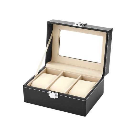 Caixa Protectora para 3 Relógios Retangular Preto/Branco | Ref. 338.3RP