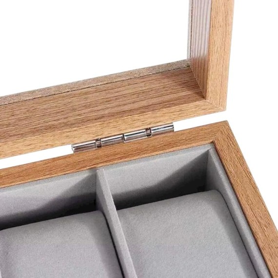 Caixa Protectora para 6 Relógios Madeira c/ Janela Castanho Claro | Ref. 338.SKW147