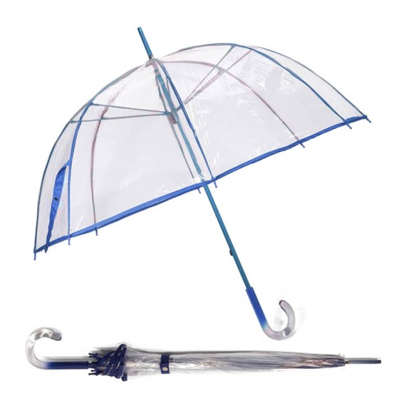 Guarda-Chuva de Senhora Benzi Manual 8V Transparente c/ Azul | Ref. 288.PA60A Guarda-Chuva de Senhora Benzi Manual 8V Transparente c/ Azul | Ref. 288.PA60A