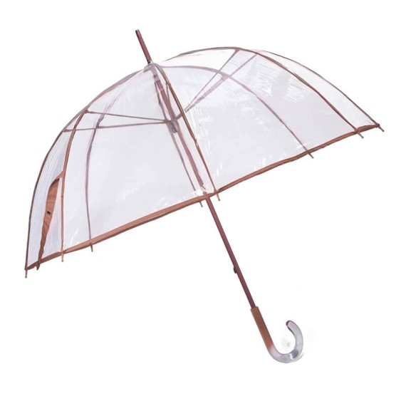 Guarda-Chuva de Senhora Benzi Manual 8V Transparente c/ Castanho | Ref. 288.PA60C