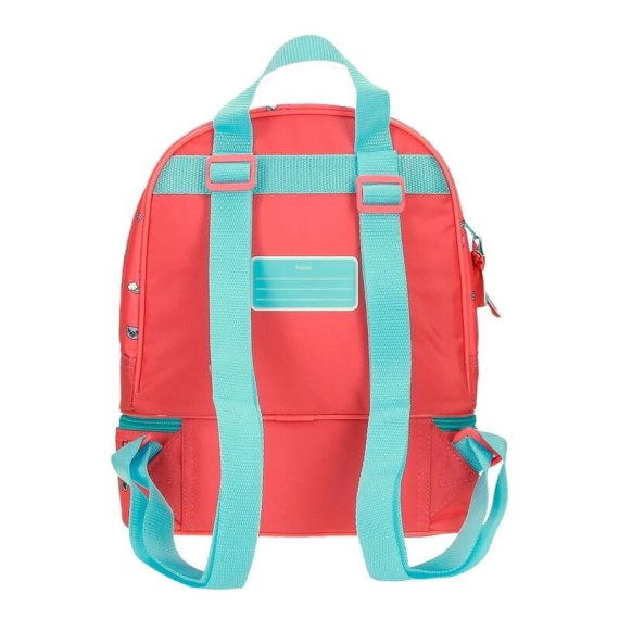 Mochila Pequena 28cm c/ Porta Merendas Minnie LOVIN LIFE Coral | Ref. 186.4722721