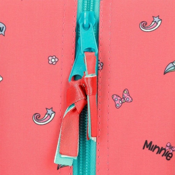 Mochila Pequena 28cm c/ Porta Merendas Minnie LOVIN LIFE Coral | Ref. 186.4722721