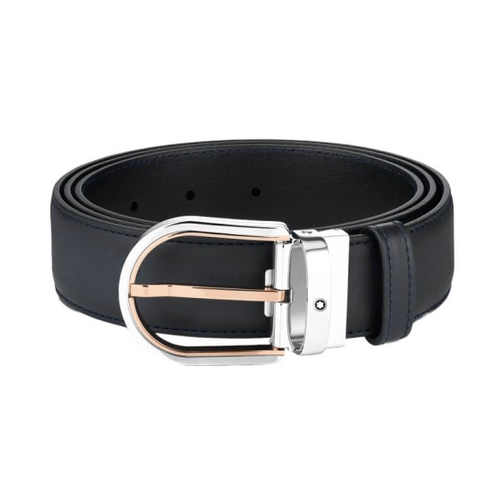 Cinto Clássico Montblanc c/ Fivela Ferradura 35mm Azul | Ref. 238.129438 Cinto Clássico Montblanc c/ Fivela Ferradura 35mm Azul | Ref. 238.129438