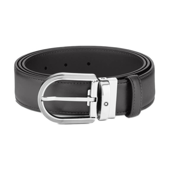 Cinto Clássico Montblanc c/ Fivela Ferradura 35mm Cinza | Ref. 238.129437 Cinto Clássico Montblanc c/ Fivela Ferradura 35mm Cinza | Ref. 238.129437