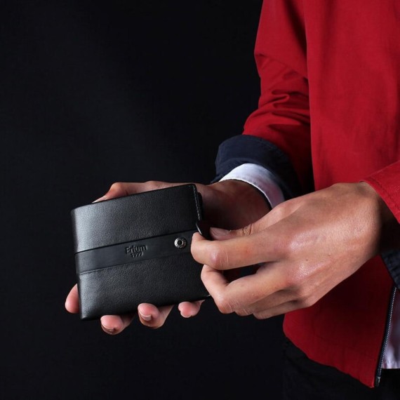 Carteira Porta-Notas com Porta-Moedas RFID ERIUM Preta | Ref. 102.ER1662P