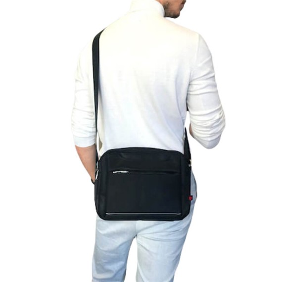 Benzi Bolsa de Tiracolo Horizontal Preta c/ Laranja | Ref. 288.BZ5278L