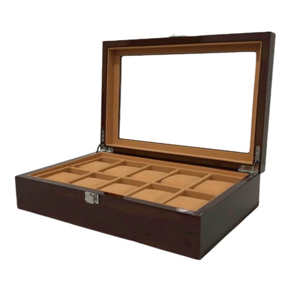 Caixa Protectora para 10 Relógios Madeira Castanho Escuro | Ref. 338.10RCE
