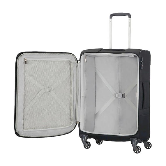 SAMSONITE Mala de Viagem / Trolley Médio 66cm 4 Rodas Exp. Base Boost Preta | Ref. 9238N00409