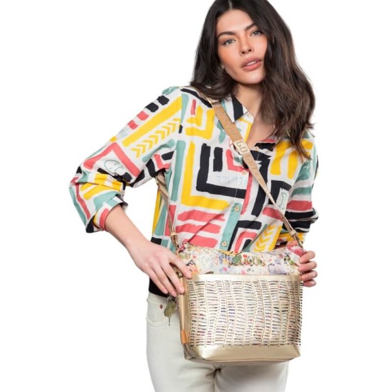 Anekke Bolsa Tiracolo Grande Nature Edition AMAZONIA PACHAMAMA Dourada | Ref. 280.36783-248