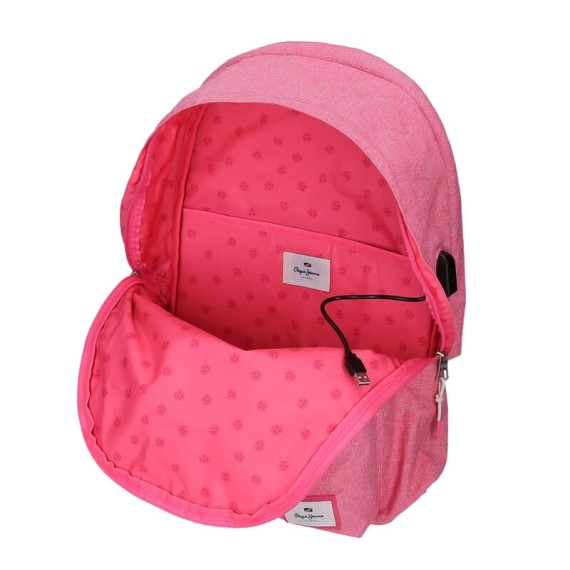 Mochila Adaptável 2C 44Cm c/ Carro Pepe Jeans LUNA Fucsia | Ref. 186.67424T1