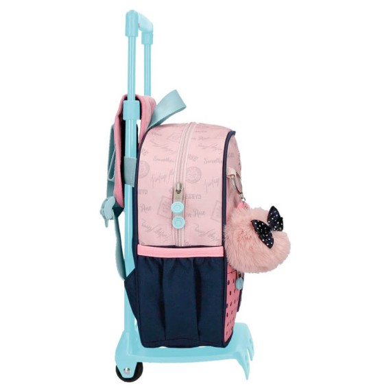 Mochila Pré-Escolar Adap. 25cm c/ Carro Enso BONJOUR Rosa | Ref. 186.95221T1