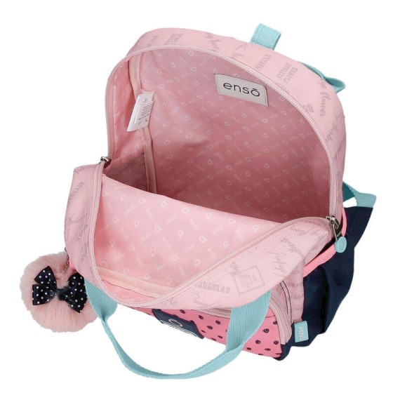 Mochila Pré-Escolar Adap. 28cm c/ Carro Enso BONJOUR Rosa | Ref. 186.95222T1