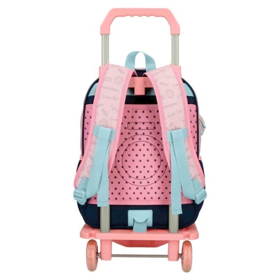 Mochila Escolar Adap. 38cm c/ Carro Enso BONJOUR Rosa | Ref. 186.95224T1