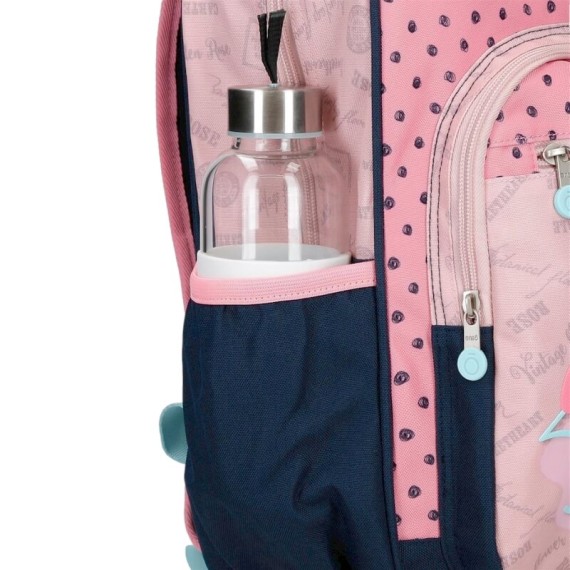 Mochila Escolar Adap. 38cm c/ Carro Enso BONJOUR Rosa | Ref. 186.95224T1