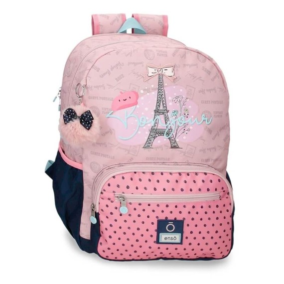 Mochila Escolar Adap. 42cm 2C Enso BONJOUR Rosa | Ref. 186.95226D1