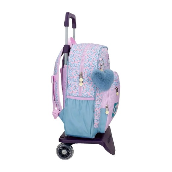 Mochila Escolar Adap. 38Cm c/ Carro Enso CUTE GIRL Lilás | Ref. 186.95324T1