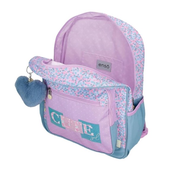 Mochila Escolar Adap. 38Cm c/ Carro Enso CUTE GIRL Lilás | Ref. 186.95324T1