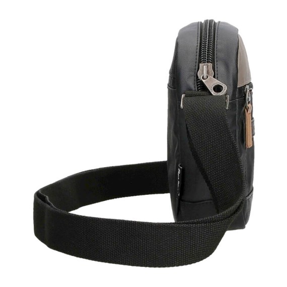 Bolsa de Tiracolo Pequena c/ Bolso Frontal Pepe Jeans CARDIFF Preta | Ref. 186.7635231