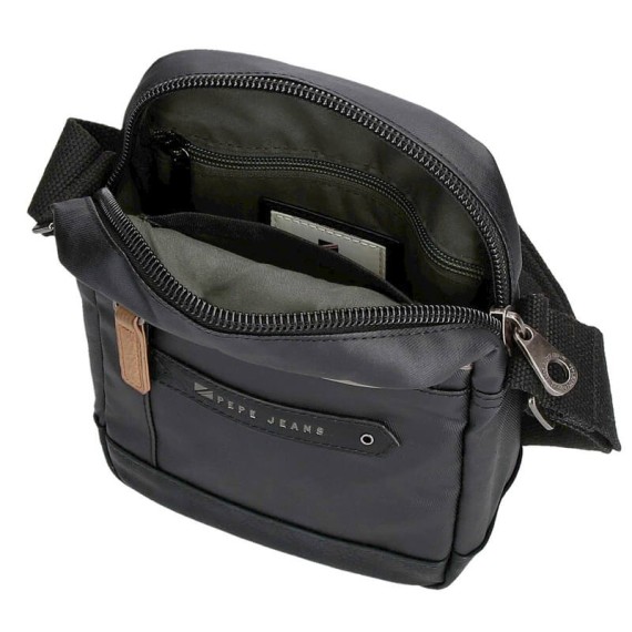 Bolsa de Tiracolo Pequena c/ Bolso Frontal Pepe Jeans CARDIFF Preta | Ref. 186.7635231