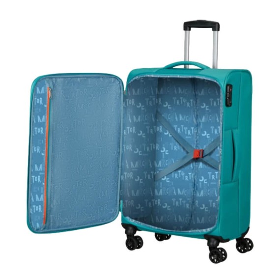American Tourister Mala de Viagem / Trolley Médio 68cm 4R SEA SEEKER Verde Água | Ref. 92MD700234