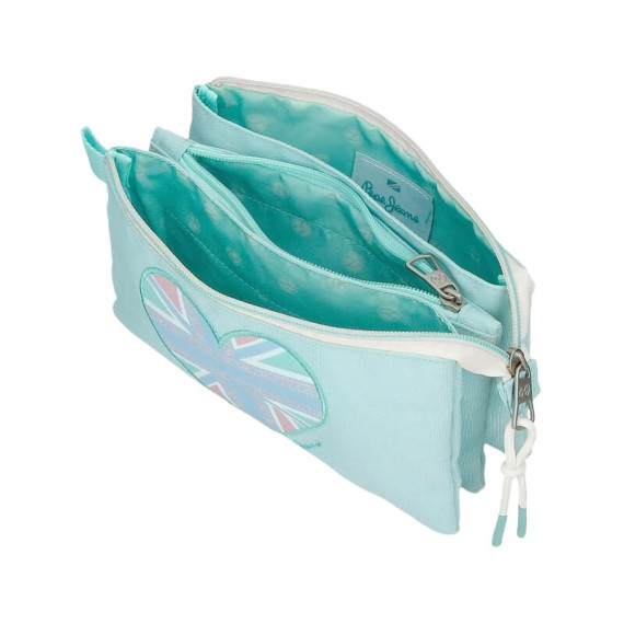 Estojo Escolar Triplo Pepe Jeans NEREA Turquesa | Ref. 186.6614321